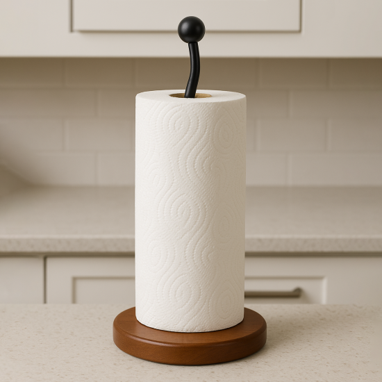 Metal & Wooden Paper Towel Holder