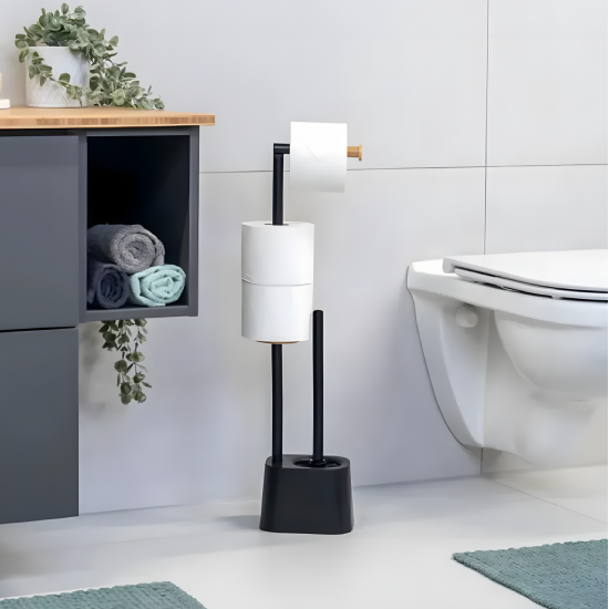 Bathroom Brush With Toilet Paper Holder