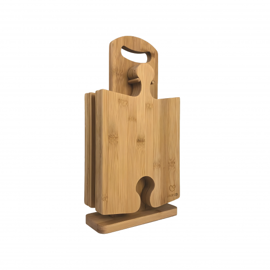 Wooden Cutting Boards 4 Pcs With Stand