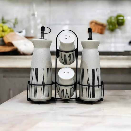 Porcelain Salt Shakers & Oil Dispensers Set