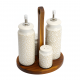 Porcelain Salt Shakers & Oil Dispensers Set 4 Pcs With Stand