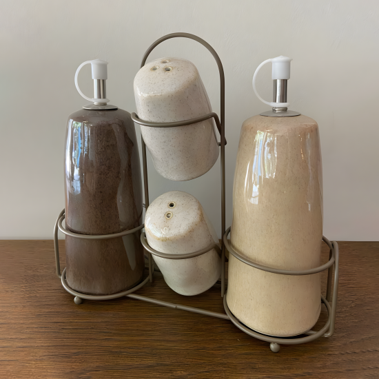 Porcelain Salt Shakers & Oil Dispensers Set