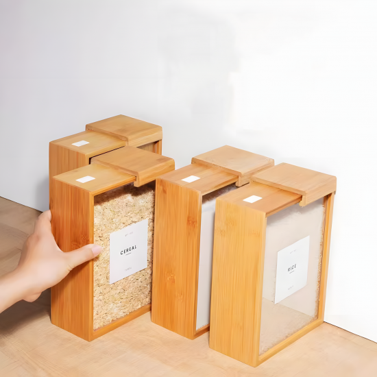 Glass & Wood Jar