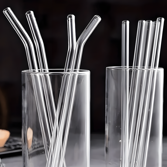 Glass Straws 4 pcs + Cleaning Brush