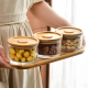 Wooden & Glass Serving Platter 3 Pcs With Stand