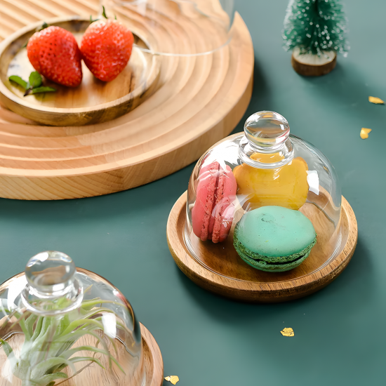 Wooden & Glass Serving Platter Small