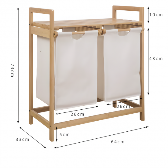 Wooden & Fabric Laundry Basket