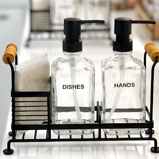 Metal Organizer & 2 Soap Dispensers Set