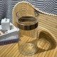 Large Glass & Wooden Vase 