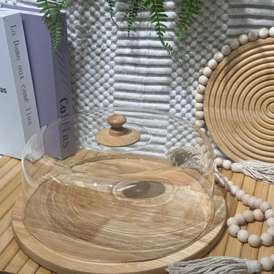 Large Wooden & Plastic Serving Platter
