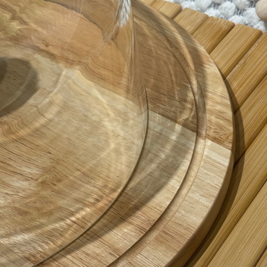 Large Wooden & Plastic Serving Platter