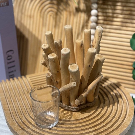 Wooden & Glass Candle Holder