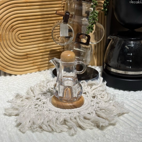 Plastic Oil Jug with Wooden Stand
