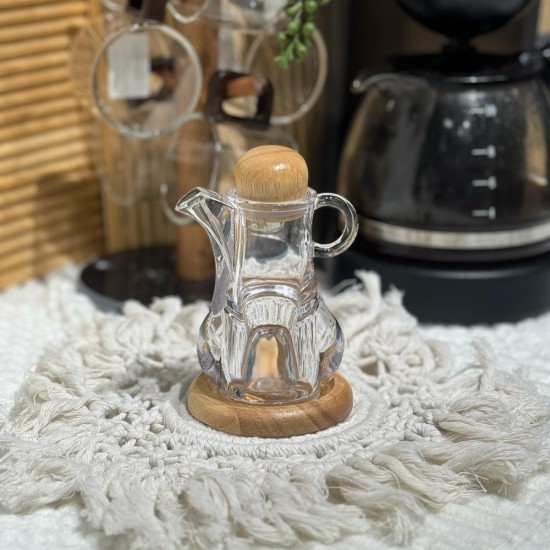 Plastic Oil Jug with Wooden Stand