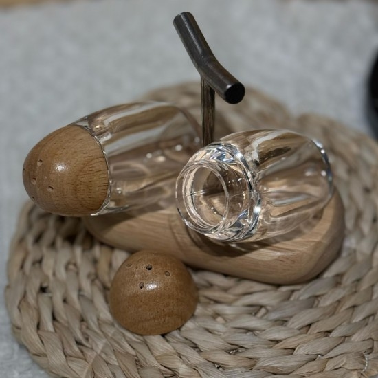 Wooden & Plastic Salt Shakers Set