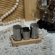 Stainless Steel Salt Shakers Set with Wooden Stand