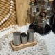 Stainless Steel Salt Shakers Set with Wooden Stand