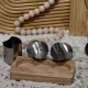 Stainless Steel Salt Shakers Set with Wooden Stand