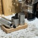 Stainless Steel Salt Shakers Set with Wooden Stand