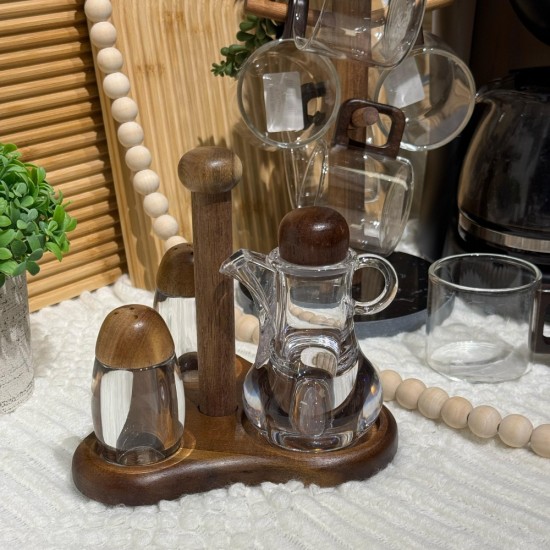 Wooden & Plastic Salt Shakers Set