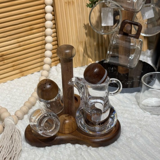 Wooden & Plastic Salt Shakers Set