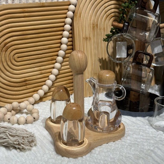 Wooden & Plastic Salt Shakers Set