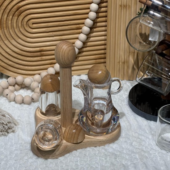 Wooden & Plastic Salt Shakers Set
