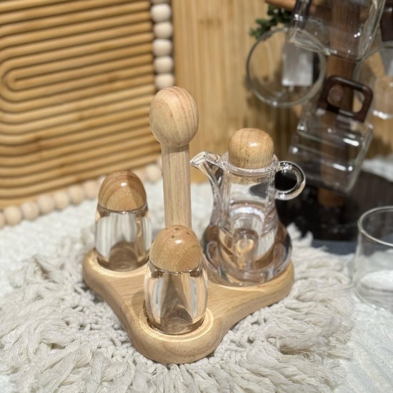 Wooden & Plastic Salt Shakers Set