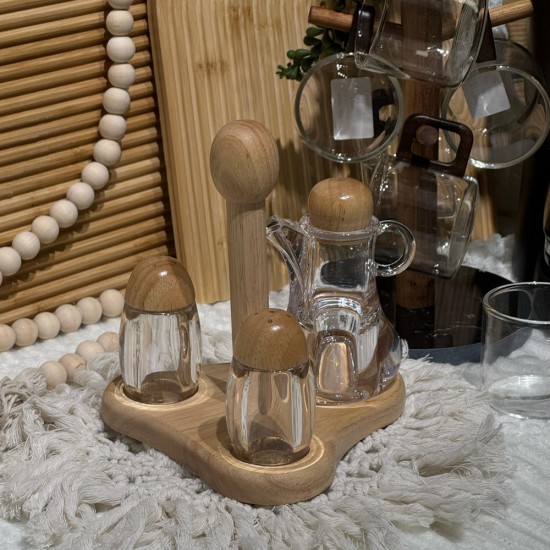 Wooden & Plastic Salt Shakers Set