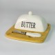 Wooden & Porcelain Butter Container 