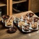 Wooden & Glass Serving 3 pieces with Wooden Stand
