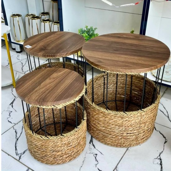 Straw Table Set 3 pieces 