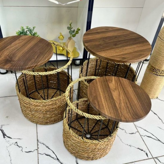 Straw Table Set 3 pieces 