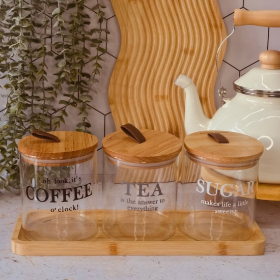 Glass Spices Set 3 pieces