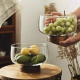 Glass Bowl with Wooden Stand