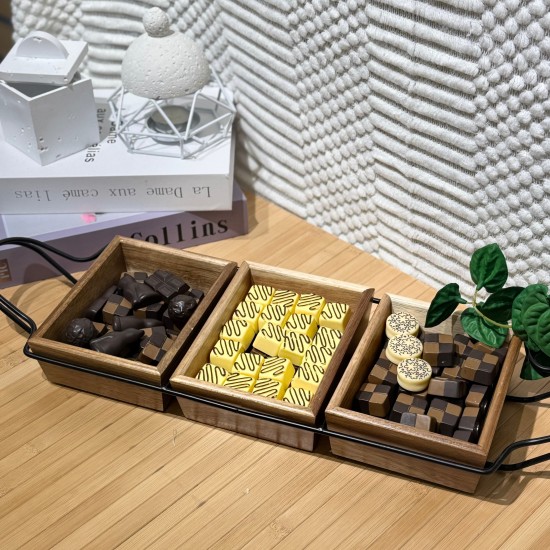 Metal & Wooden Serving Platter 3 pieces