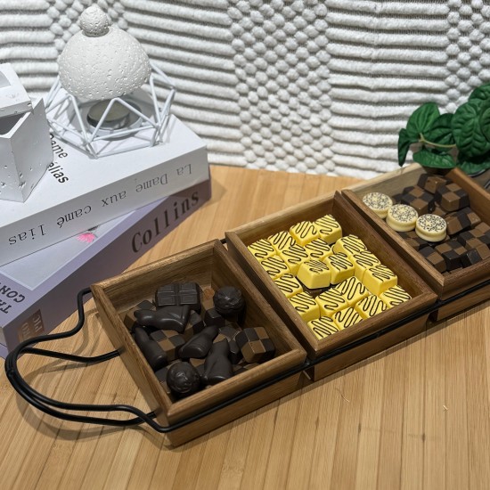 Metal & Wooden Serving Platter 3 pieces