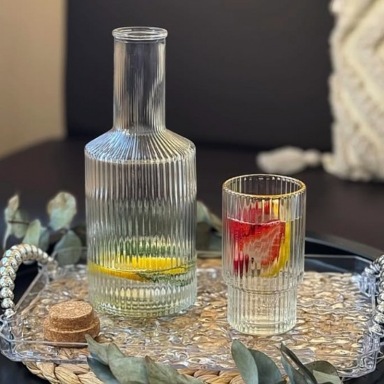Glass Jug & 6 Cups 