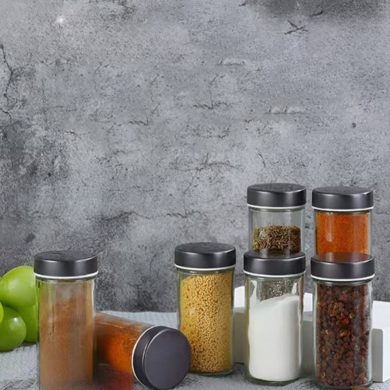 Plastic & Glass Spices Jars Set