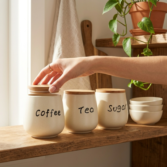 Porcelain Spice Jar Set - 3 Pcs