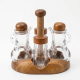 Wooden Oil Dispenser And Salt Shaker 4 Pieces 