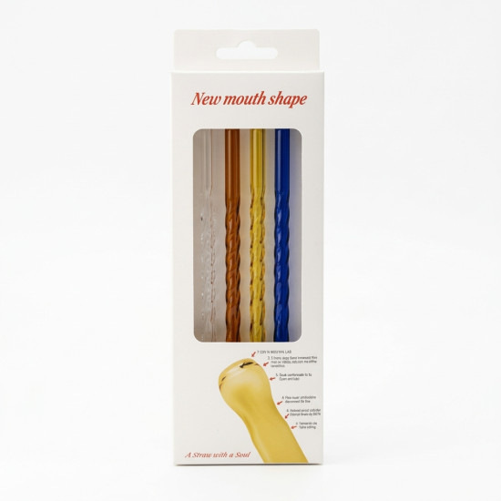 Glass Straws And Cleaning Brush - 5 Pcs