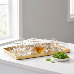 Tea Glass Cups And Saucer Set 6 Pcs