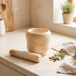 Wooden Garlic Mortar & Pestle