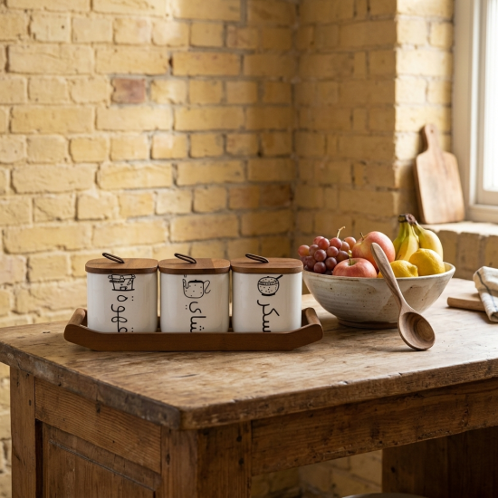 Porcelain Spice Jar Set - 3 Pcs