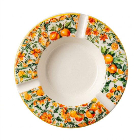 Orange Pattern Ceramic Ashtray Large