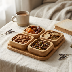 Wooden Serving Platter - 4 Pcs