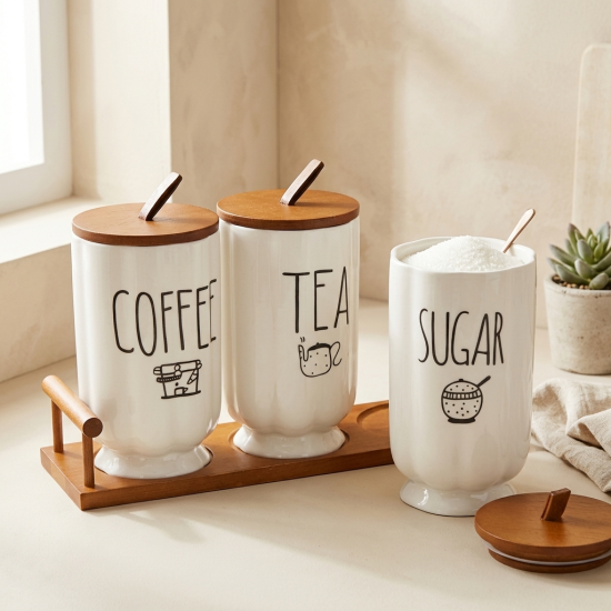 Porcelain Spice Jar Set - 3 Pcs