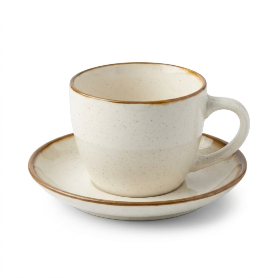 Porcelain Coffee Cup and Saucer Set - 6 Pcs