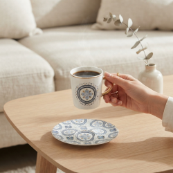 Coffee Cup and Saucer Set - 6 Pcs